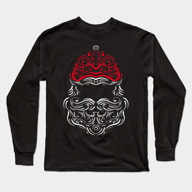 Lineart Ornaments Santas Hat And Beard Merry Christmas Long Sleeve T-Shirt by SinBle